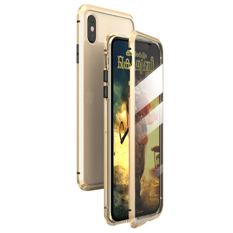 Роскошный 360 полный корпус Магнитный чехол для iPhone 11 Pro XS Max XR X 7 8 Plus iPhone11 чехол iPhone7 iPhone 8 iPhone 8 - Цвет: Full Gold