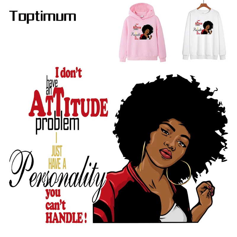 Модная афро-леди с цитатами цветная аппликация термоклейкие наклейки для одежды