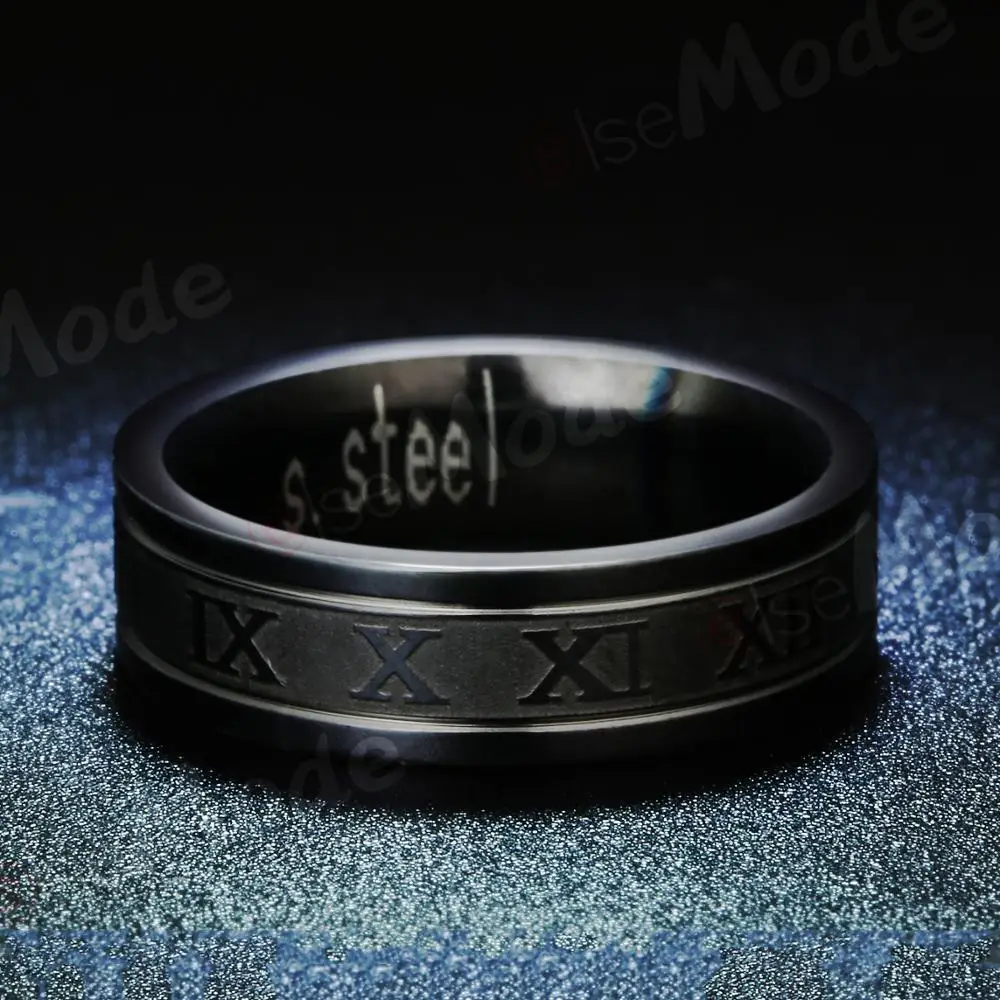 ELSEMODE 6 мм римские кольца с цифрами мужские золотые стальные черные панковские из