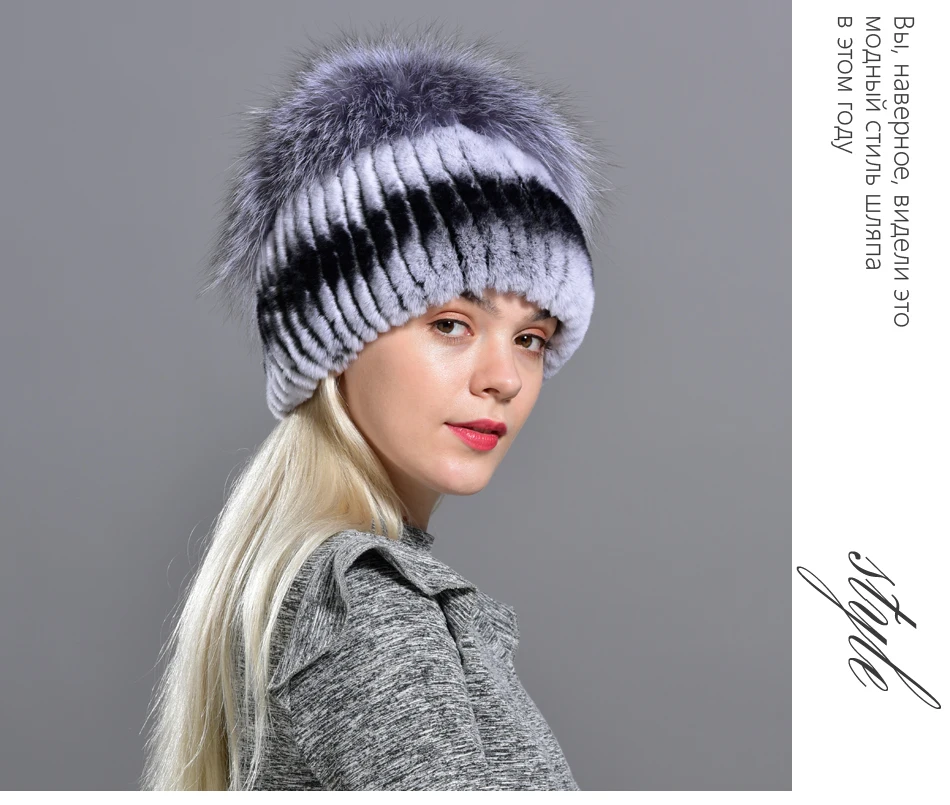 winter women hats fox rabbit fur pompom skullies beanies warm elastic fashionable fluffy thick outdoor stylish natural fur hats