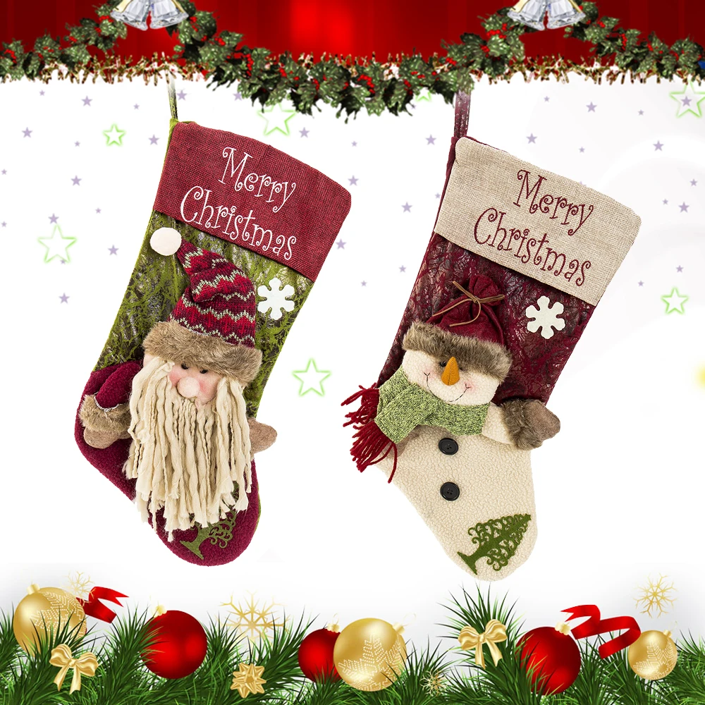 Рождественская Фигурка Санта снеговик чулки Подарочная сумка Рождественские