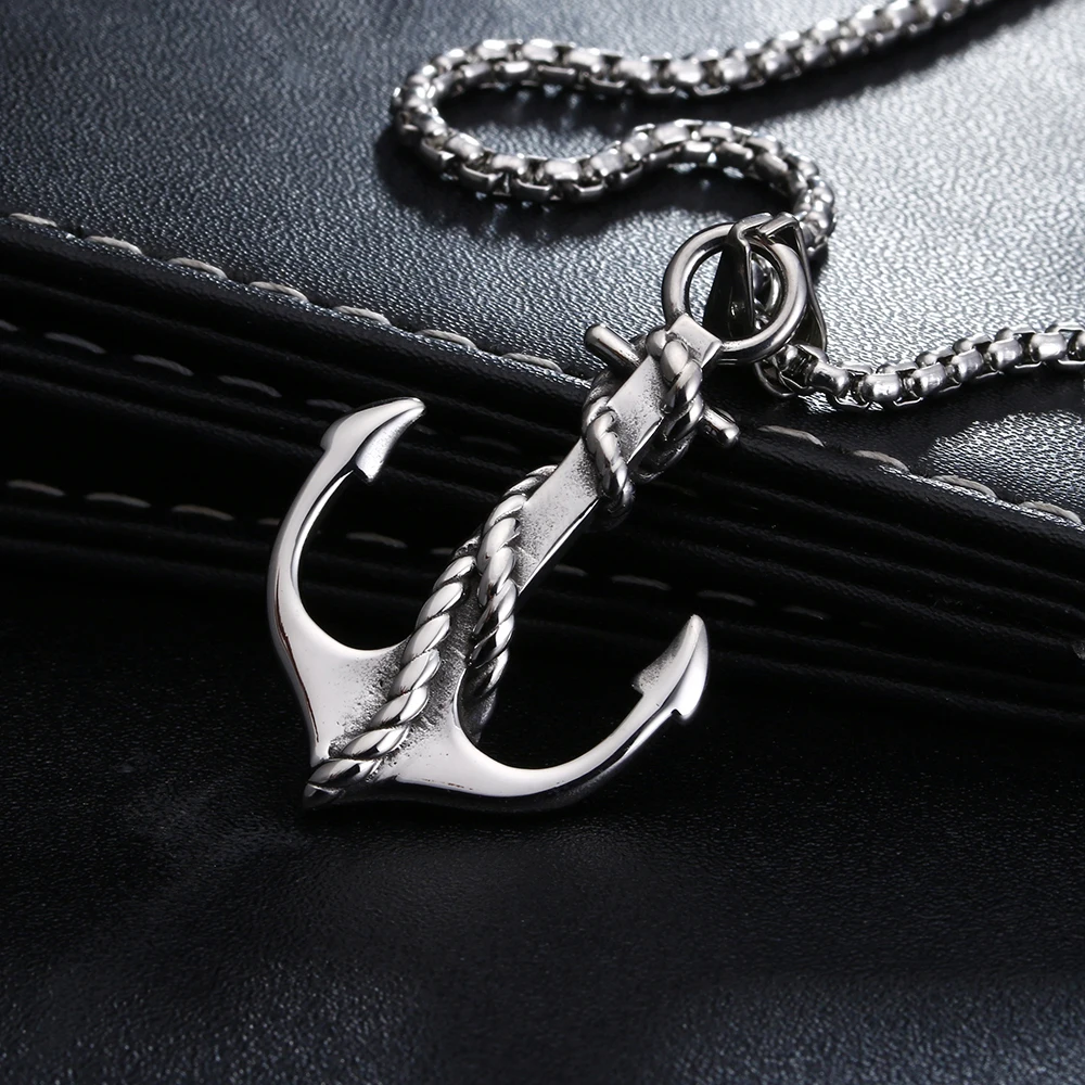 Цепочка с подвеской в виде якоря из титановой стали|Ожерелья подвеской| |