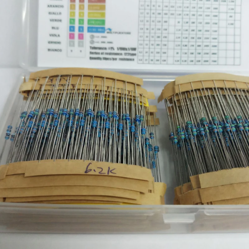 

1/6 Вт 1% 122ценностx10 шт. = 1220 шт. 1R ~ 4,3 м металлическая пленка комплект резисторов в ассортименте