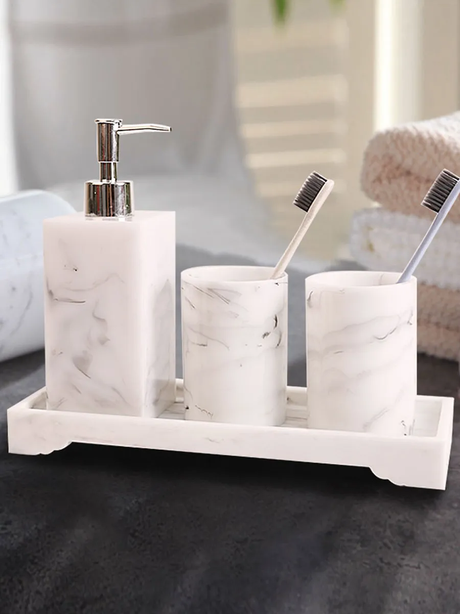 Коробка для ватных тампонов с мраморной текстурой крышкой набор аксессуаров