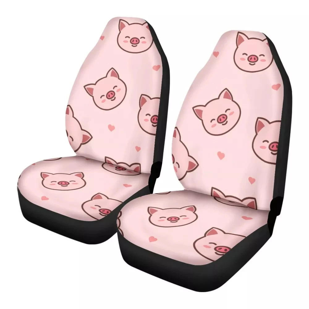 

PinUp Angel Cute Pig Pattern Slip-Resistant Vehicle Front Seat Covers Washable Car Interior Protector for Kids All Weather