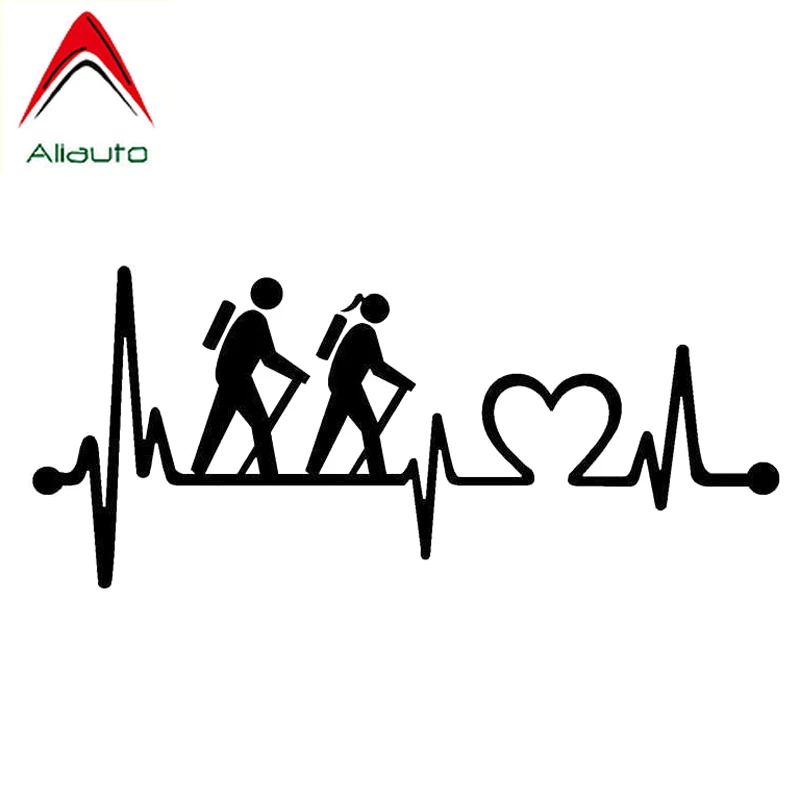 Aliauto креативные автомобильные стикеры Hiker для пеших прогулок пара Heartbeat Lifeline