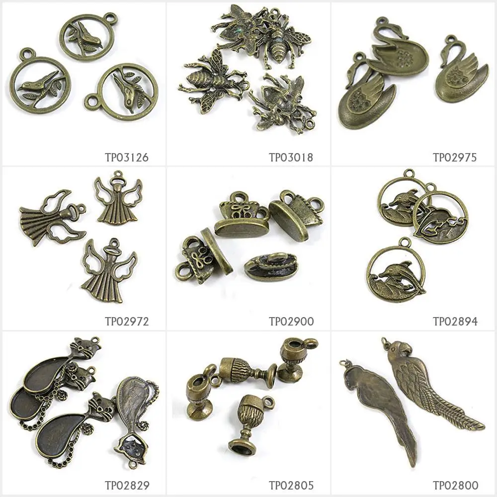 Античная бронза с покрытием Подвески для изготовления украшений попугай бокал