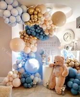 218pcs baby shower retro blue diy balloons garland arch kit metal gold ball wedding decoration background wall party supplies