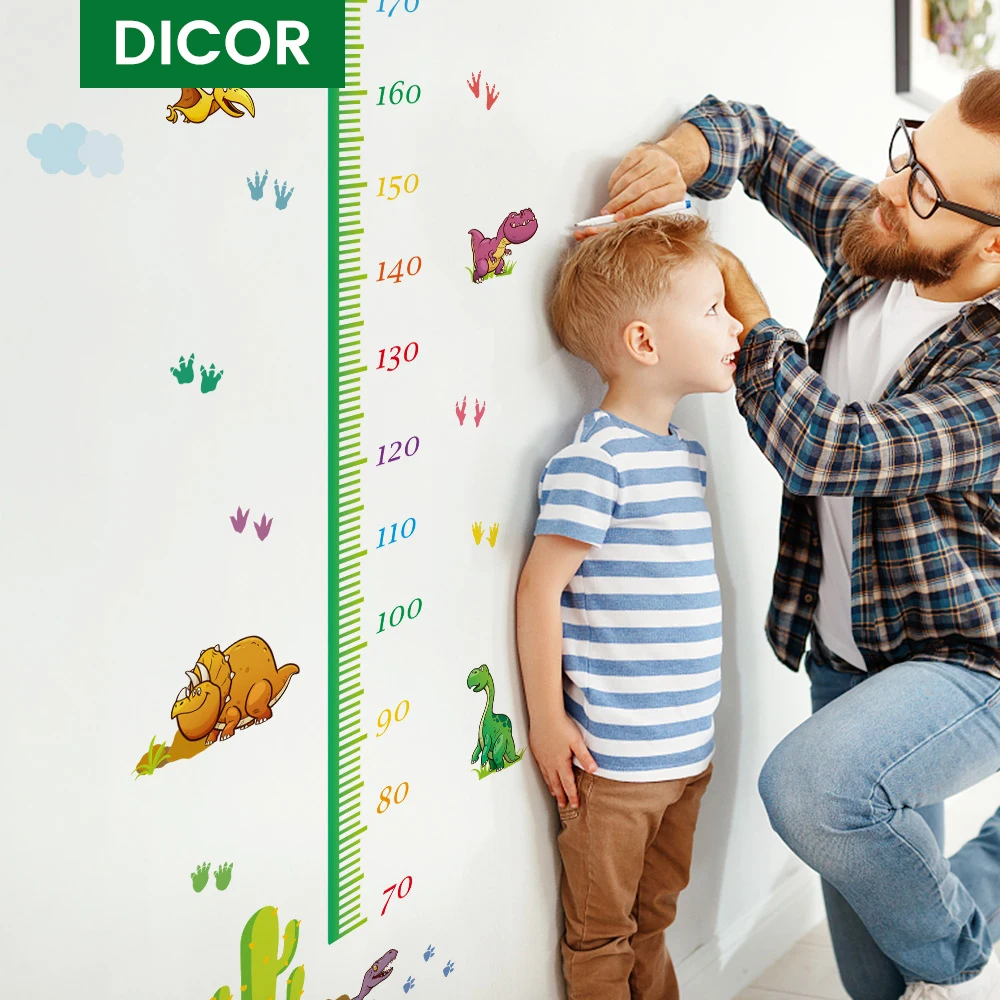 Настенная Наклейка с измерителем роста в виде мультяшного динозавра для детских