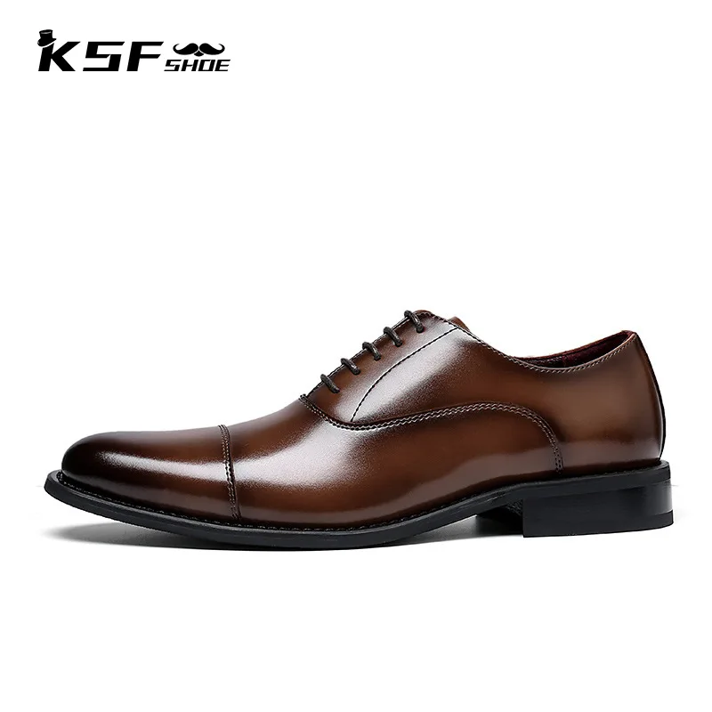 

KSF SHOE Oxford Formal Shoes for Men Luxury Designer Office Handmade Genuine Leather Fashion Wedding Dress Business Men Shoes