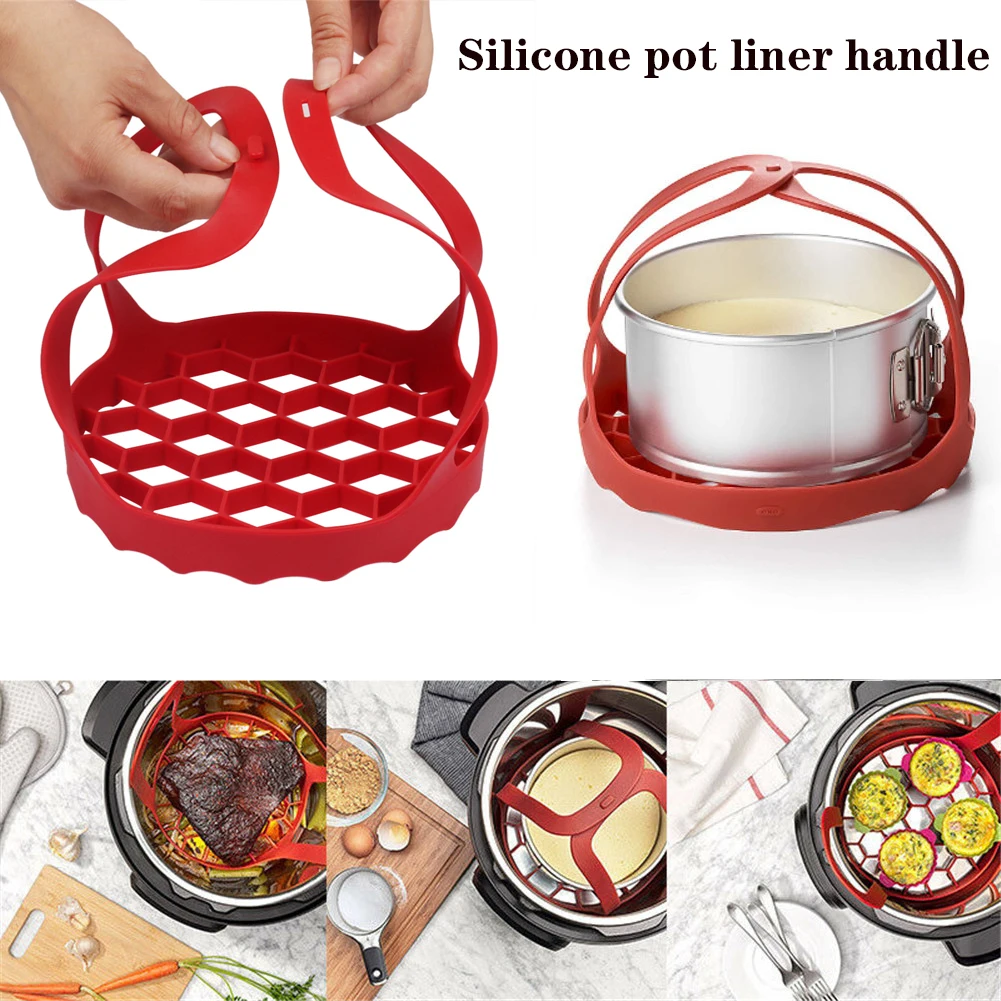 

1Pc Pressure Cooker Sling Silicone Bakeware Lifter Rack Pad Accessories Insulated Mat Drain Egg Kitchen Heat Cookers Anti