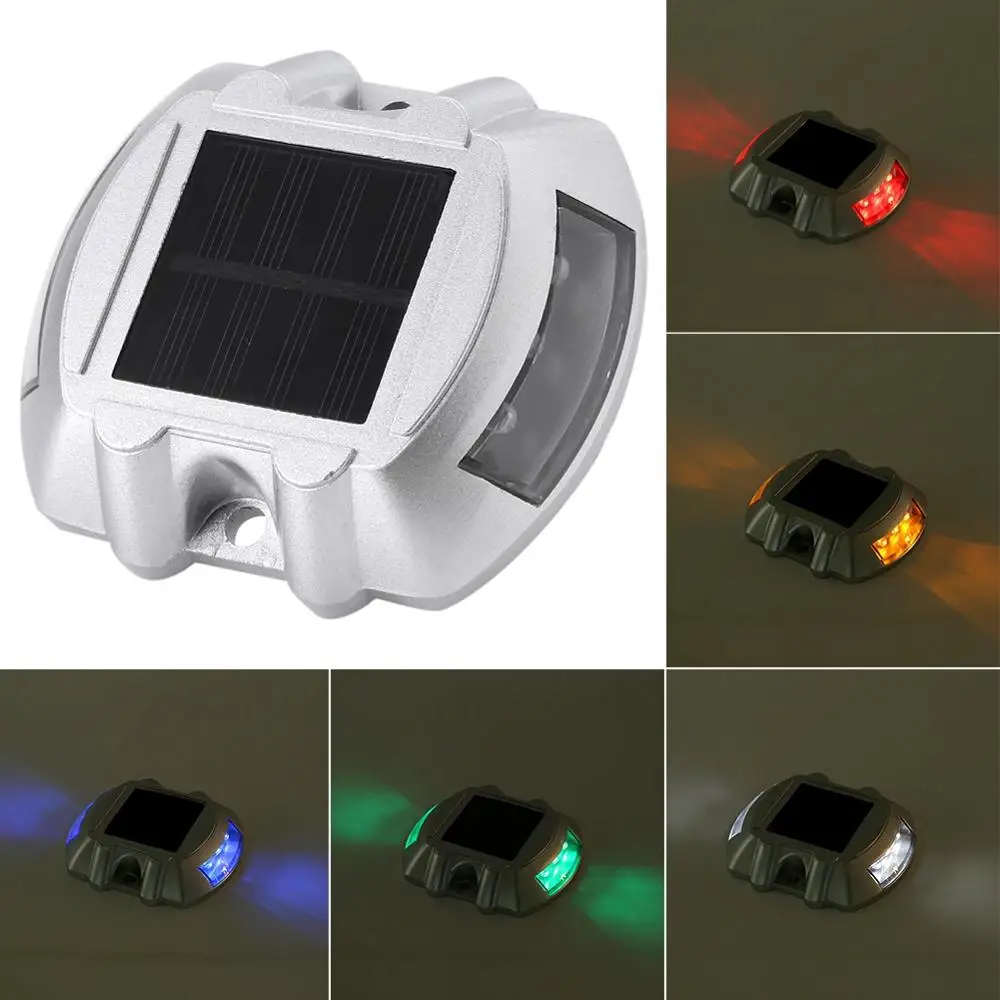 1Pcs Waterproof 6 LED Solar Powered Road Stud Light Casting Lamp Wireless Outdoor Driveway Pathway Aluminum |