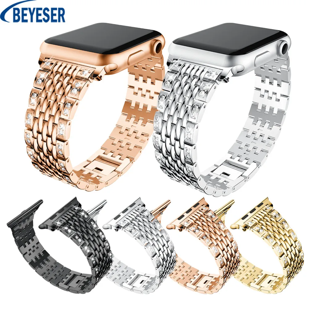 

Luxury Rhinestone Watch band 40mm 44mm 38mm 42mm Strap Suitable for Apple Watch series 5 4 3 2 1 Wristband stainless steel strap