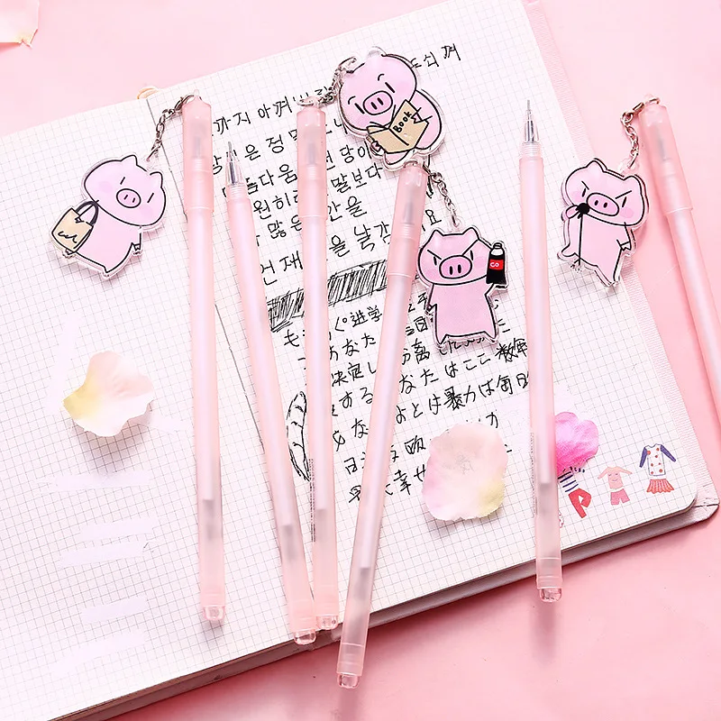 Новинка кавайная розовая свинка фоторучка с черными чернилами для подписей
