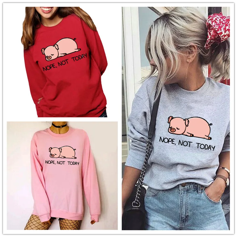 Женская толстовка с капюшоном Nope Not Today Pig Женские флисовые толстовки свободного