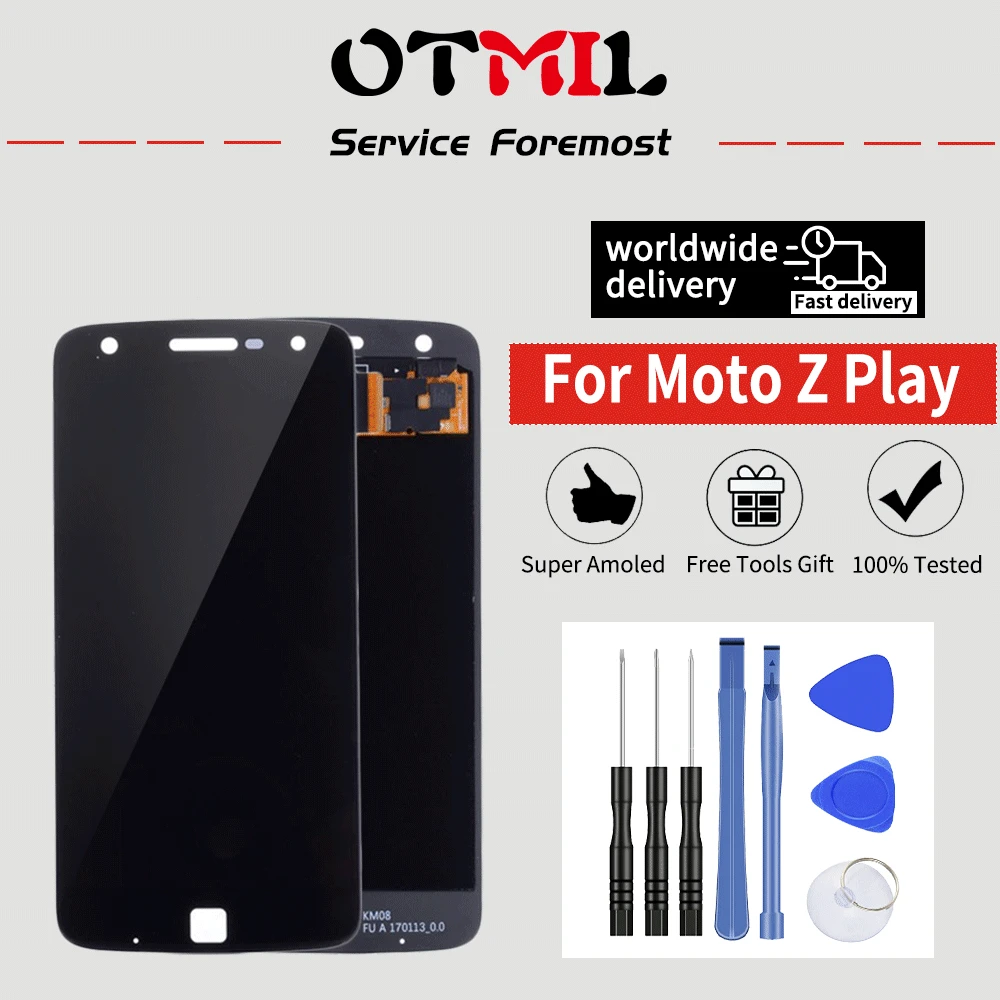 

ЖК-дисплей AMOLED для Moto Z Play, ЖК-дисплей, сенсорный экран, дигитайзер для Moto Z Play, ЖК-дисплей Pantalla, полная сборка, XT1635 XT1635-02