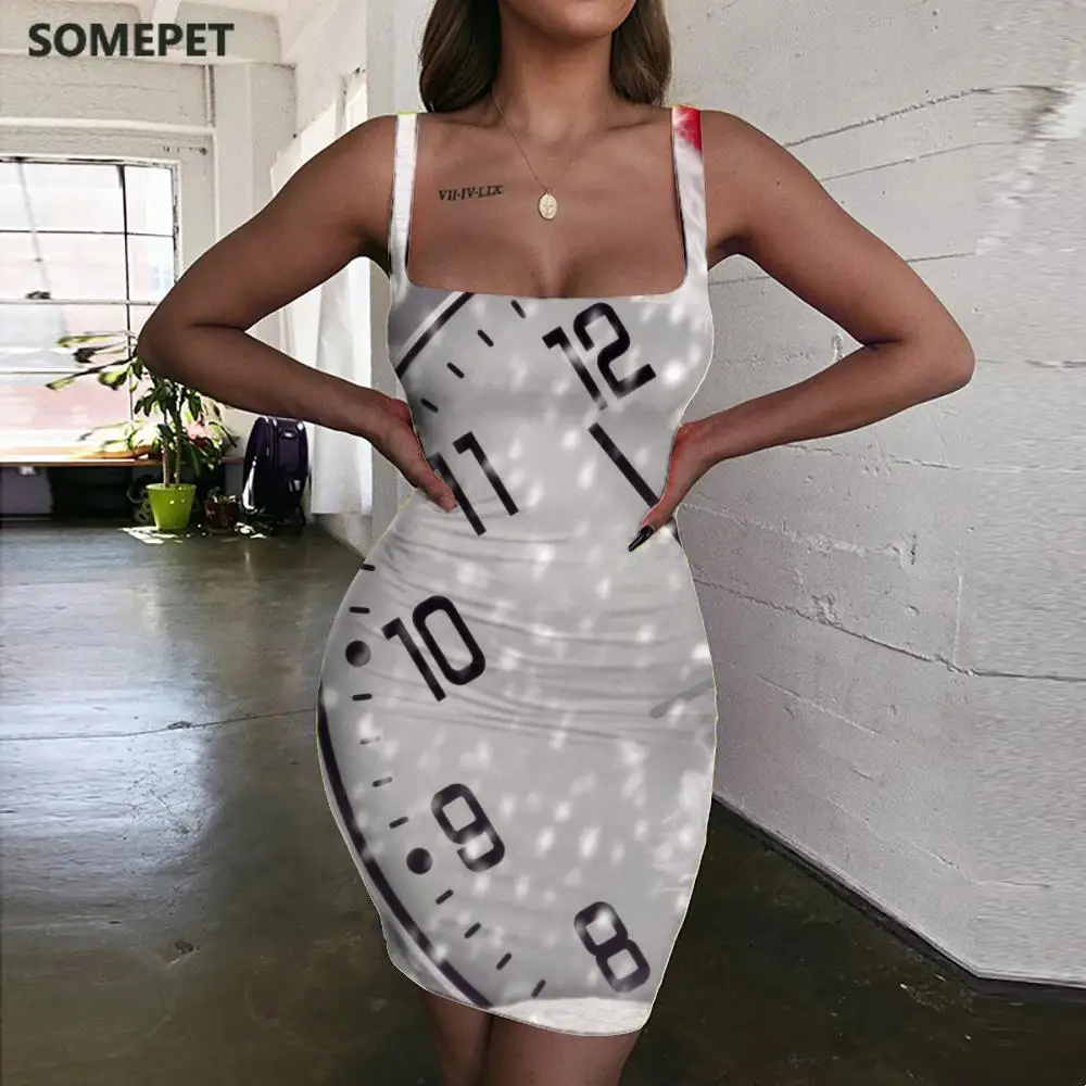 

Рождественские платья, женские часы, дамские платья, новый год, 3d принт, Харадзюку, Холтер, женская одежда без рукавов, Клубная новая одежда в...