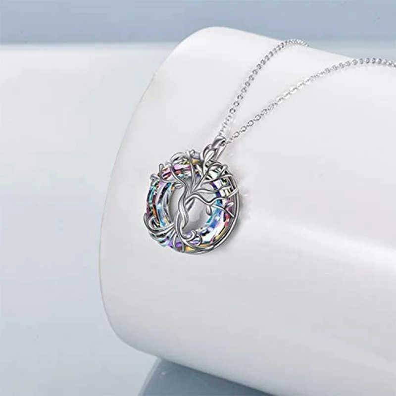 Модное серебряное ожерелье с деревом жизни для женщин кольцо многоцветный