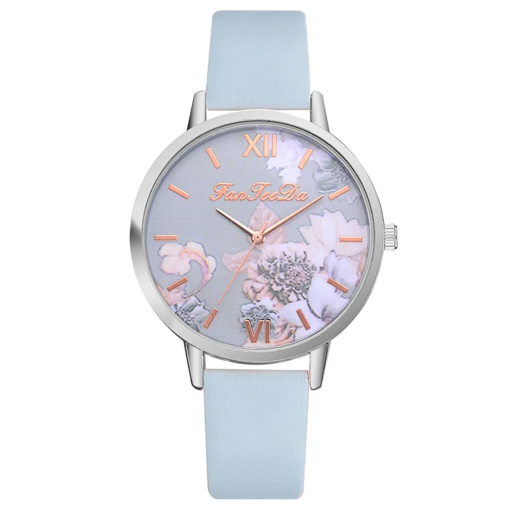 

Reloj Mujer, женские часы с цветочным узором, циферблат, наручные часы, кварцевые, кожаный ремешок, аналоговые, женские часы, роскошное платье, ...
