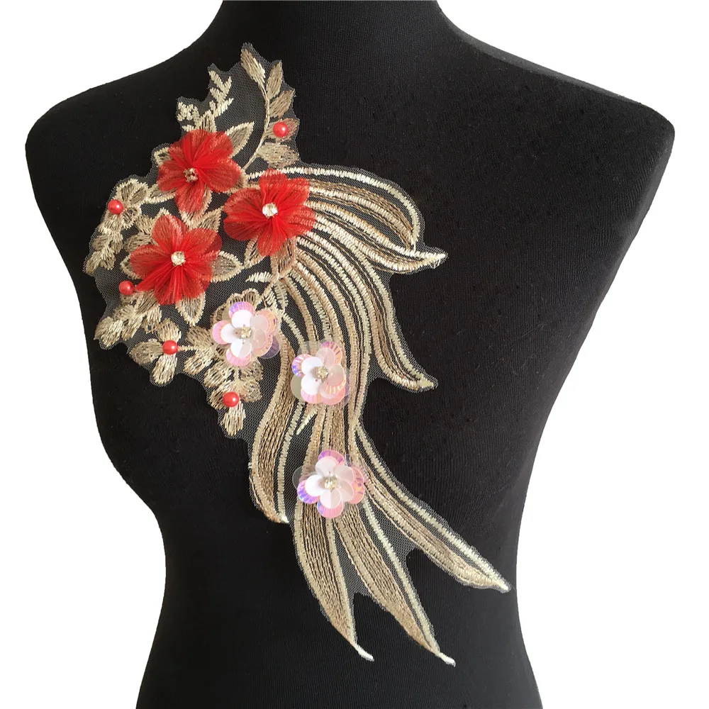 Аппликация для вышивки 3D цветок ABS жемчужный кружевной воротник шитье своими