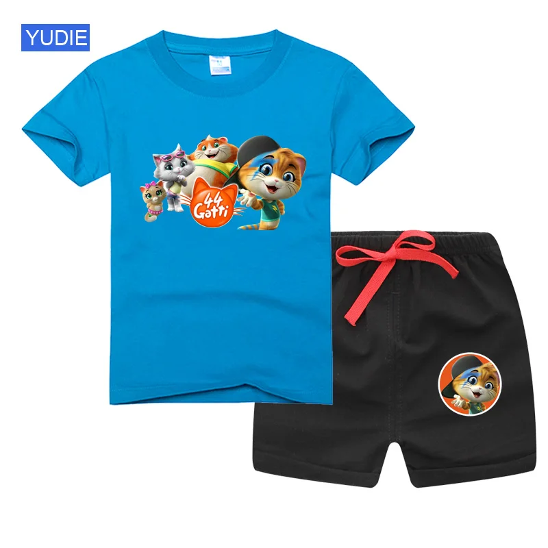 

Kids Clothing Suits girls set clothes Summer 2021 Tollder Baby Sets Boys Casual Children outfits 44 Cool Cat T Shirt+Short Pants