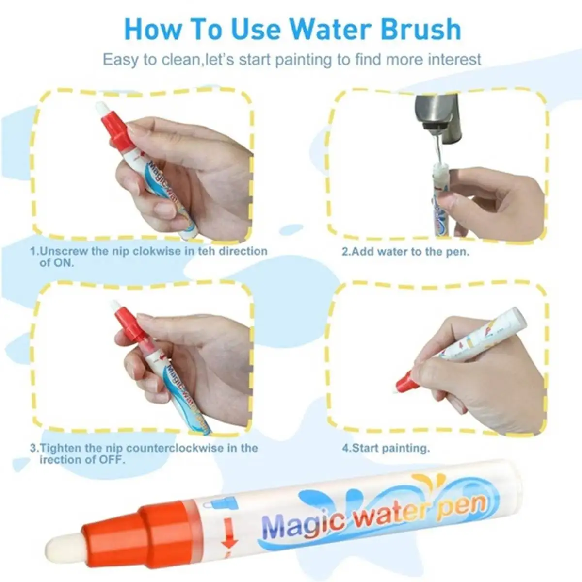 

Big Size Magic Water Drawing Mat Coloring Doodle Carpet with 4 Magic Pens & Stamps Painting Drawing Board Toys Gift 110X80cm