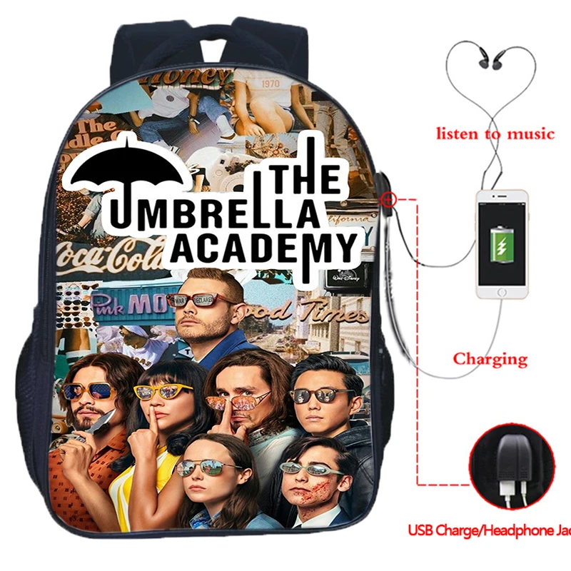 

Mochila Comics Umbrella Academy USB Charging Backpack Boys/Girls Anime School Bag Teenage Laptop Rucksack Student Bookbag Hombre