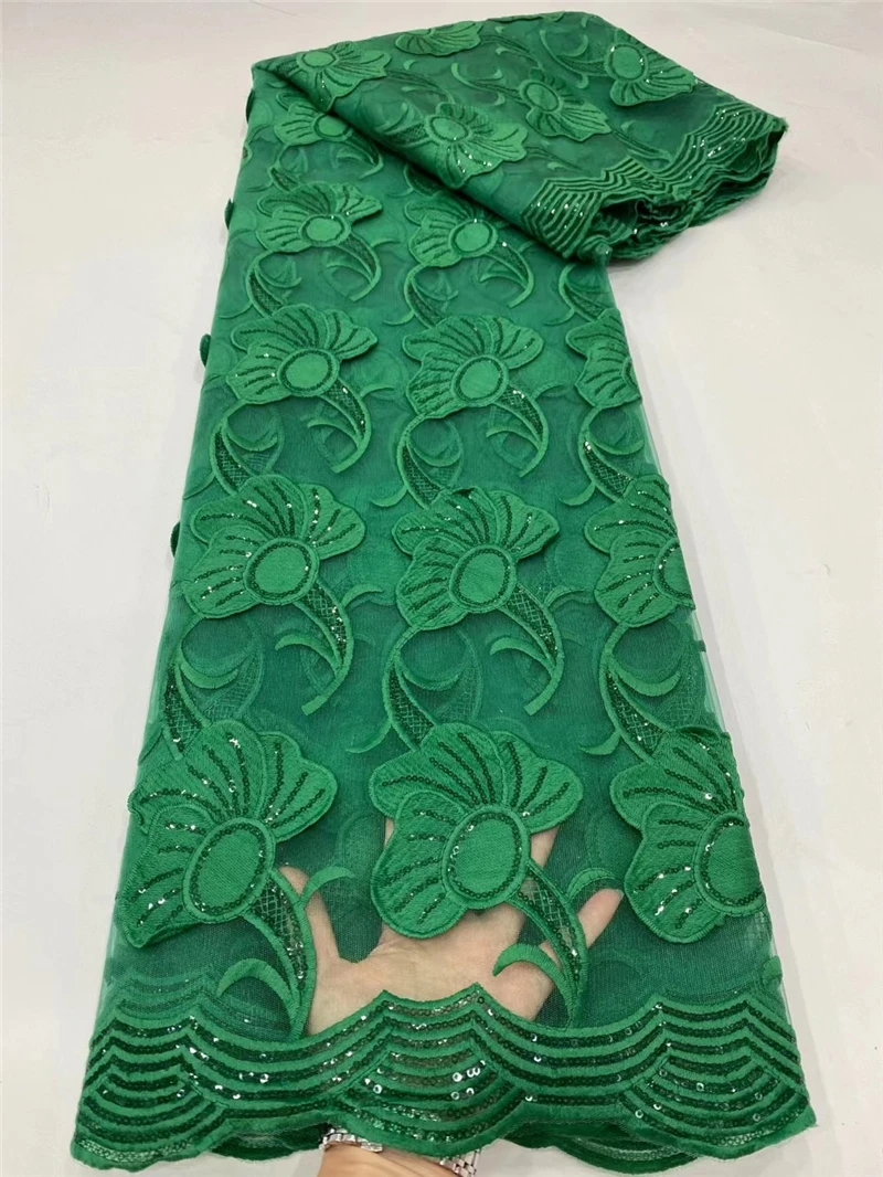 

Green French Net Lace Fabric 2021 High Quality Nigerian Lace African Lace Fabric For Wedding Nigerian Tulle Lace Material Sewing