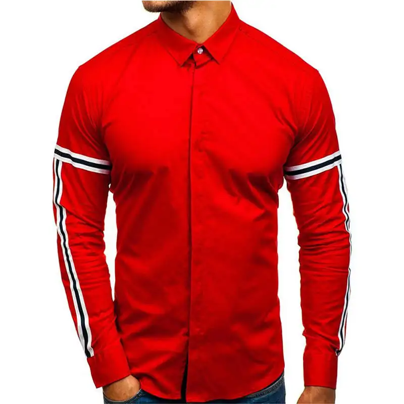 Новинка осени 2019 мужская рубашка с длинными рукавами простая строчка деловая