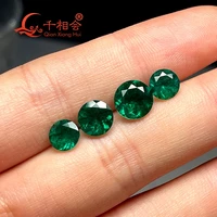5 10mm dark green color round shape created hydrothermal muzo emerald including minor cracks and inclusions loose gemstone