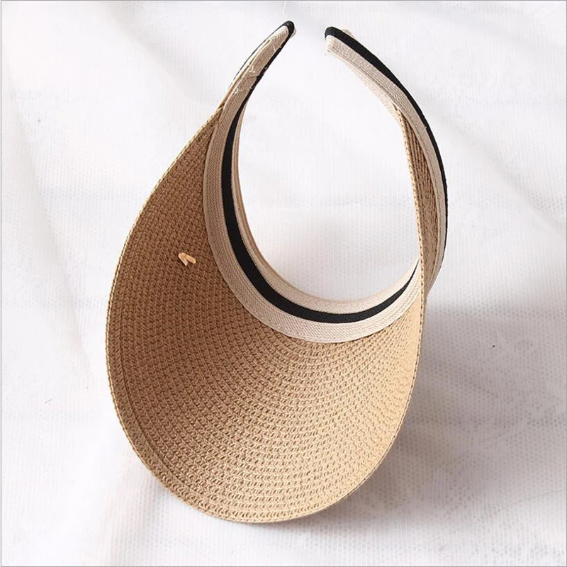 

2019 New Women's Sun Hats Handmade Straw Visor Caps Parent-Child Summer Hat Empty Top Beach Hat