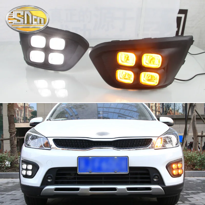 

LED DRL for Kia Rio X-line XLine 2018 2019 Daytime Running Lights Yellow Turn Signal Lamp Led Fog Light