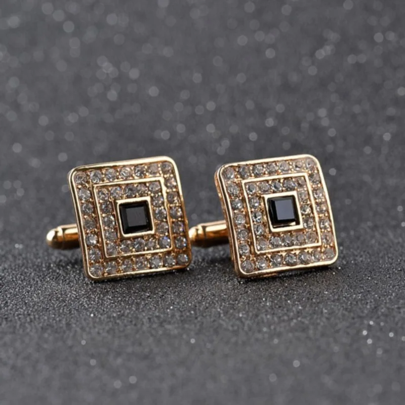 Женские и мужские запонки для рубашек роскошные с кристаллами в деловом стиле