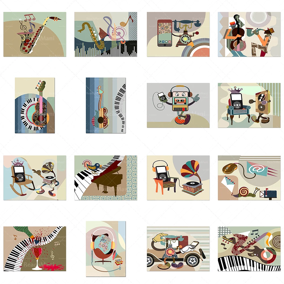 Музыкальный плакат абстрактное музыкальное искусство птицы Nightingale виниловая