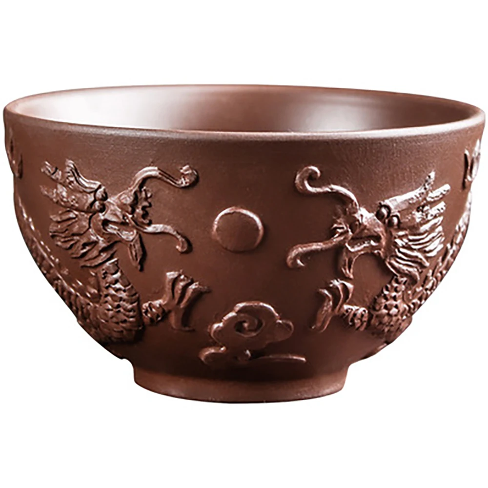 

Creative Handmade Purple Clay Embossed Dragon And Phoenix Pu’er Teacup Office Teacup Drink Ceramic Household Kung Fu Water Cup