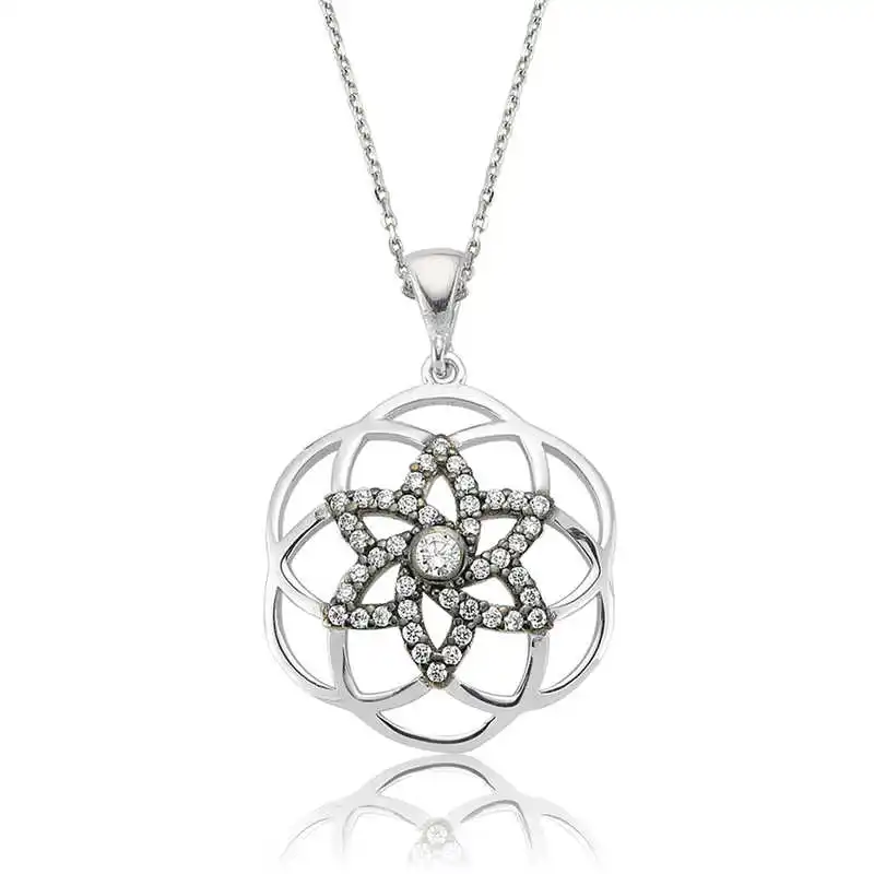 

Серебряная Звезда Silverlina, цветок жизни, Женское Ожерелье