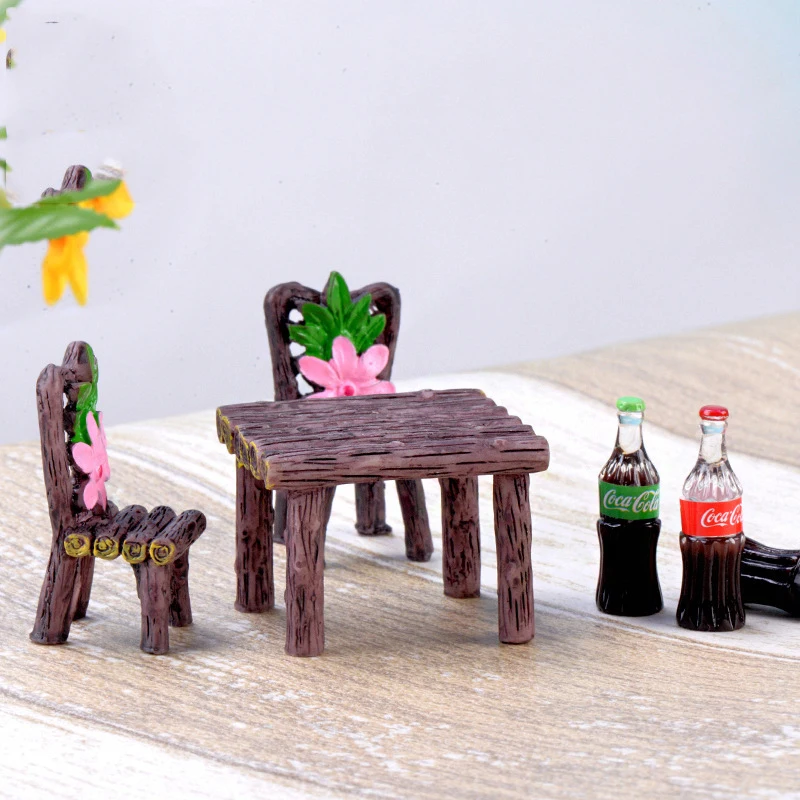 

At Random 1 Set Mini Table Flower Chair Resin Fairy Garden Miniature Figurines Ornaments Room Desk Decorations Home Decor