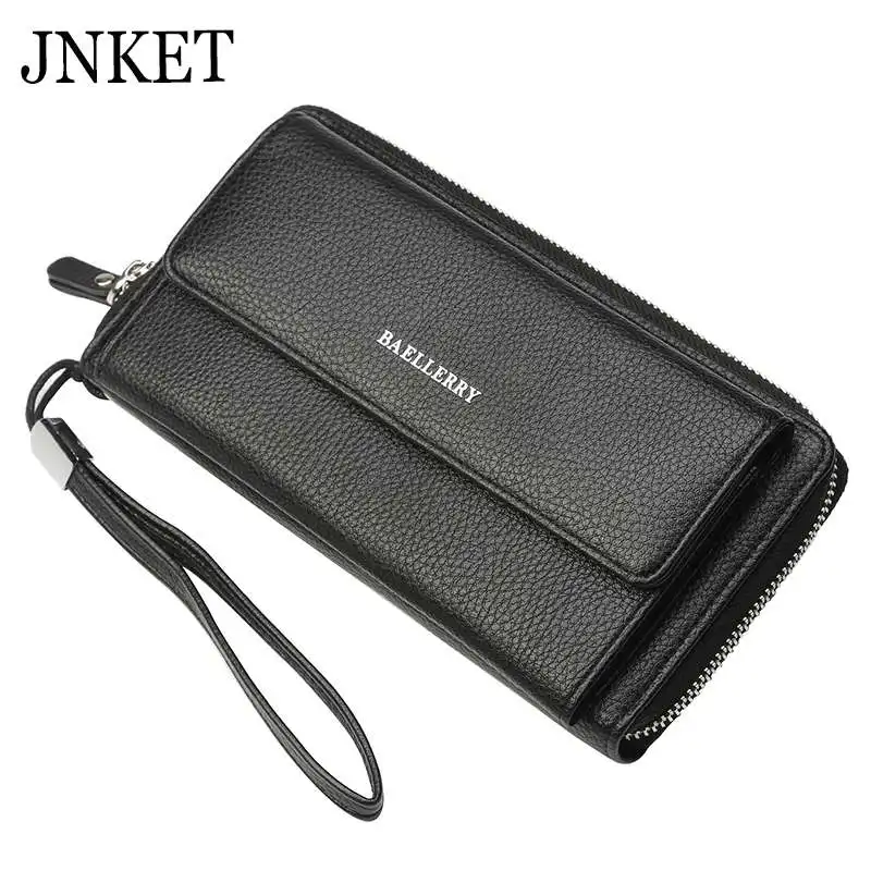 

Повседневный мужской клатч JNKET из искусственной кожи, Большой Вместительный клатч, деловая мужская сумка на молнии, Длинный кошелек, съемны...