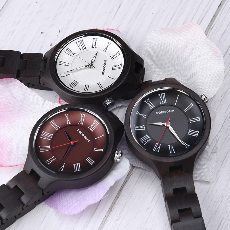 

DODO DEER Luxury Casual Wood Watch Women Ebony Strap Ladies Wrist Watches Top Brand Bracelet Clock Relogio Feminino Custom A16