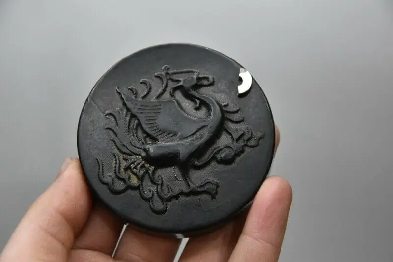 

Chinese Red mountain culture Iron meteorite carved Phoenix Bi Pendant