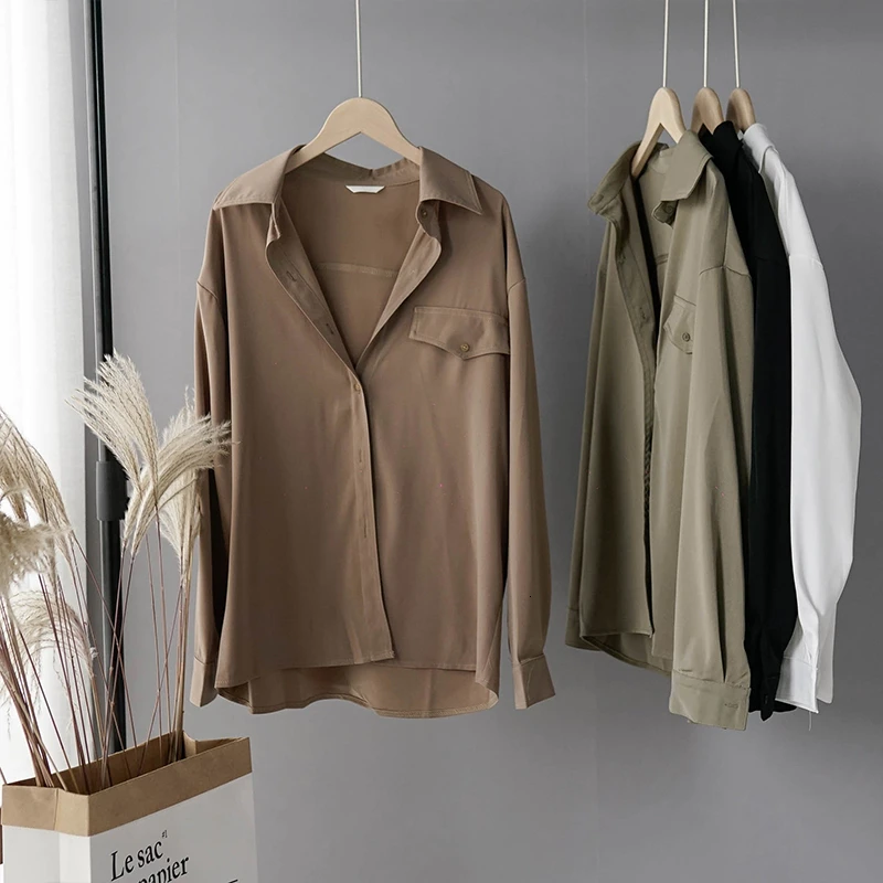 Белые рубашки Женские топы и блузки корейские с длинным рукавом женская одежда