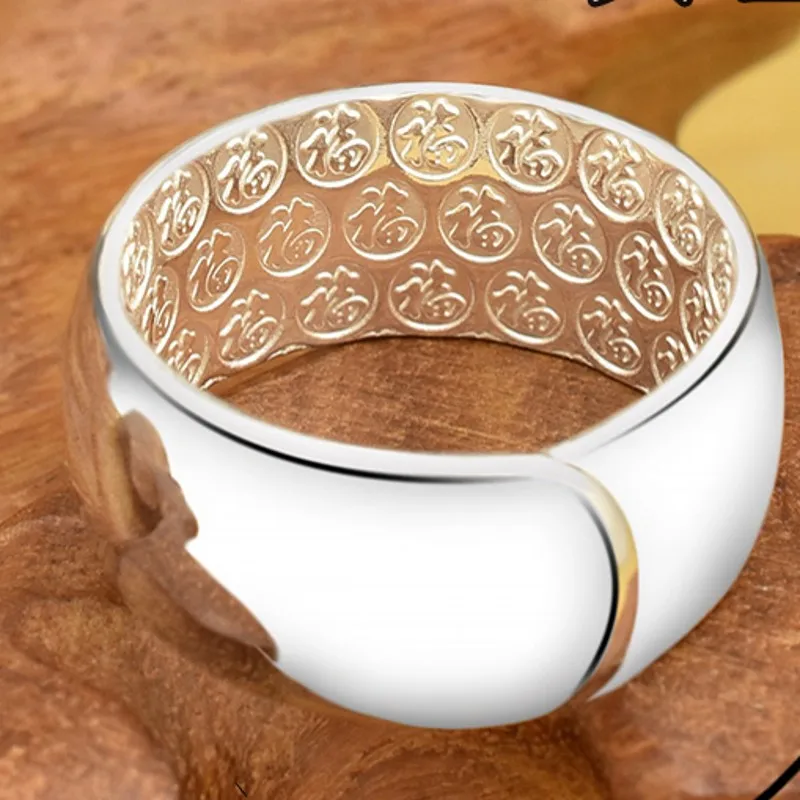 Thumb rings Wang Chunyin ring 990 smooth index alive Men exaggerated large fat silver personality | Украшения и аксессуары