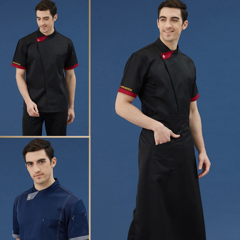 

Hotel catering work clothes White cook short sleeve chef restaurant uniform chef cook uniform top waiter chef shirt overalls