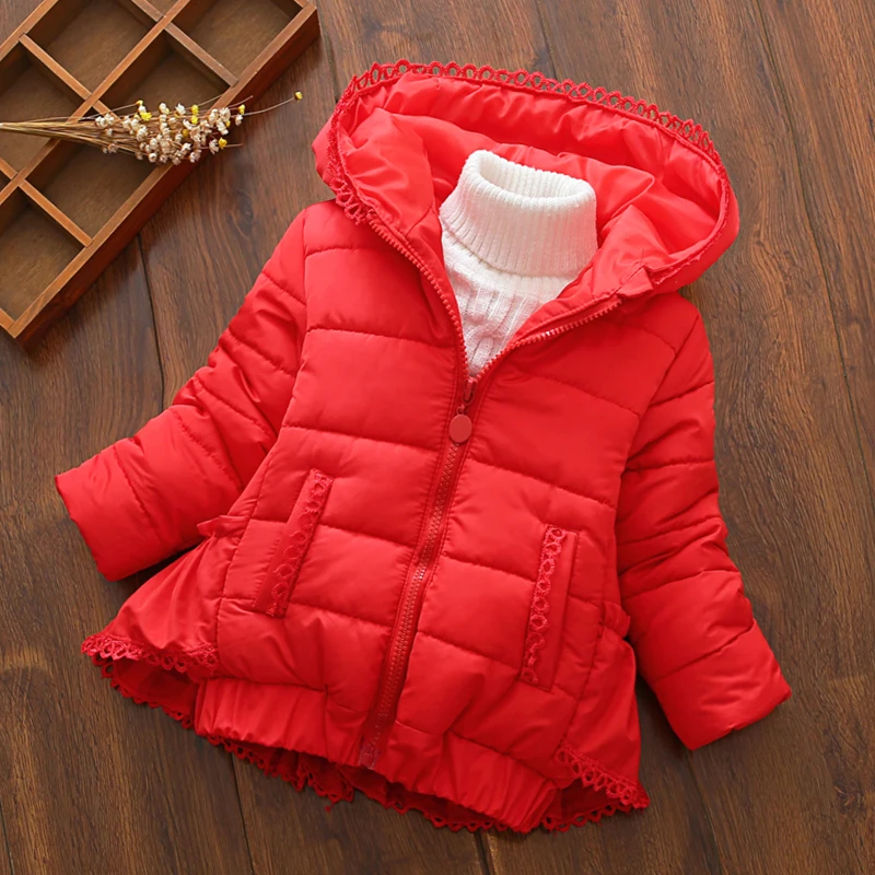 НОВЫЕ куртки для девочек модная однотонная одежда пальто маленьких зимняя