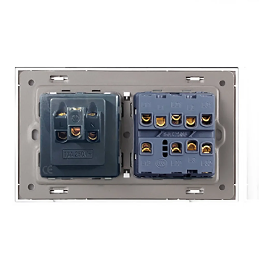 Настенная розетка из закаленного стекла европейского стандарта с золотыми