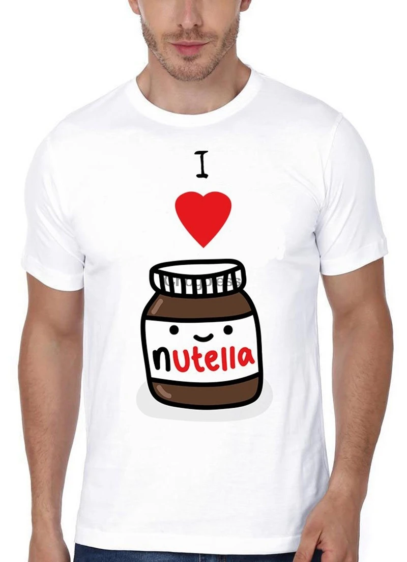 I Love с изображением шоколадной пасты Nutella Men белая или серая футболка|Мужские