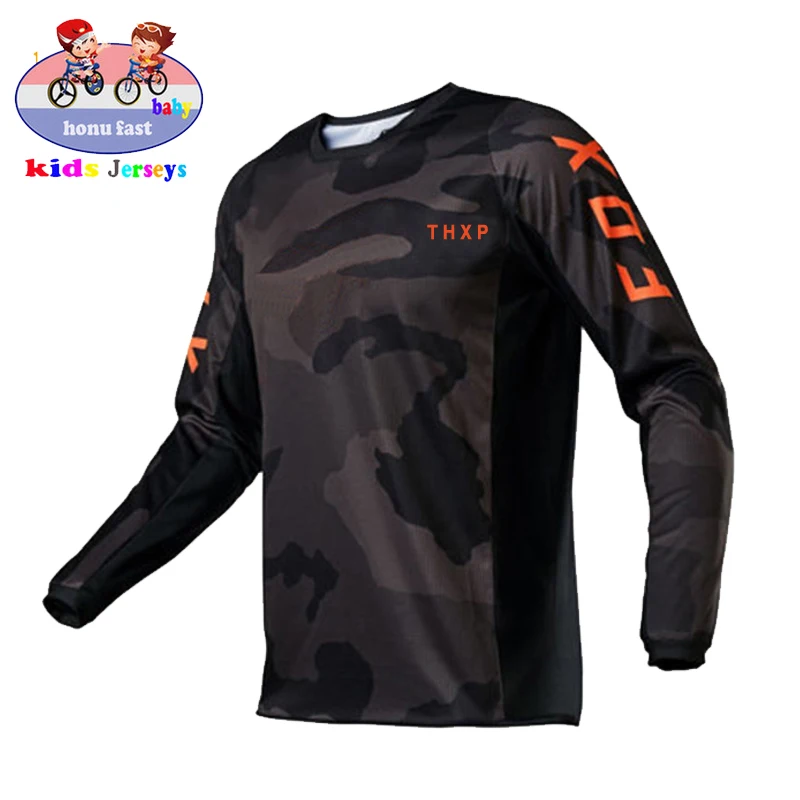 

2021 New Kids Quick Dry Motocross Jersey Downhil Mountain Bike DH Shirt MX Motorcycle Clothing thxp fox MTB jersey T-Shirts