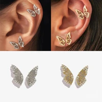 korean style gold filled cz butterfly wing earrings for women cute small stud earrings