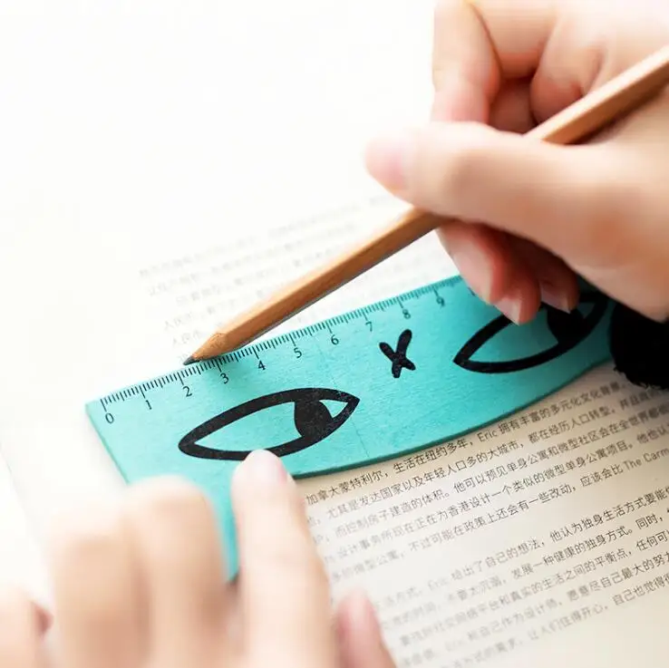 

15cm Fresh Candy Color Cute Cat Wooden Ruler Measuring Straight Ruler Tool Promotional Gift Stationery Cute Ruler Stationery
