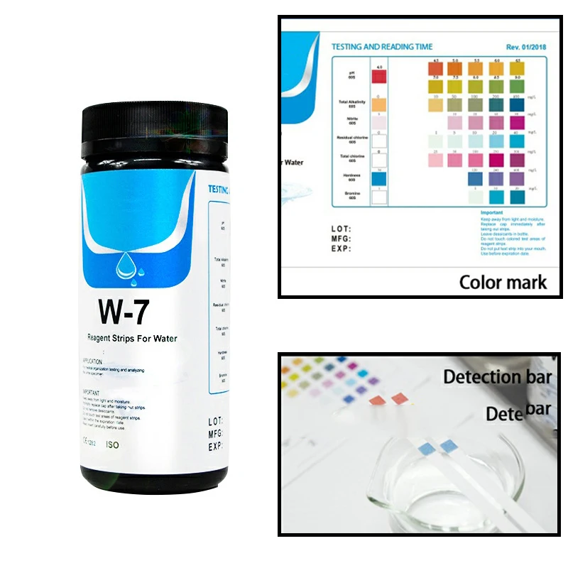 Summer 50pcs Water Quality Test Papers PH Level Total Alkalinity Testing For Aquarium Fish Tank Analyzing Strip 7 In 1 | Спорт и